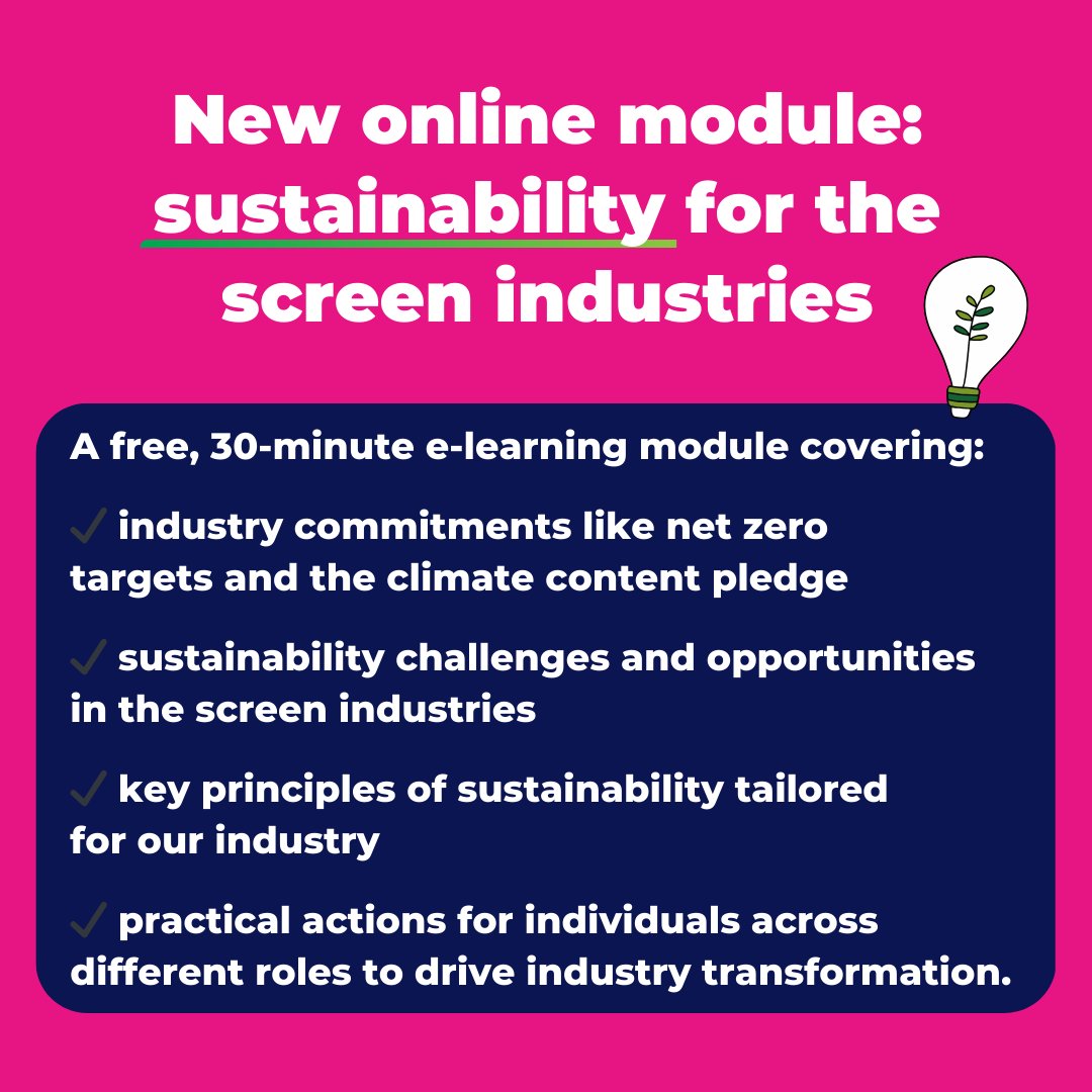 In response to the #climatecrisis, we have launched a new online module with BAFTA @WeAreALBERT on #sustainability practices for the screen industries. Click the link here to access the module: screenskills.com/online-learnin…