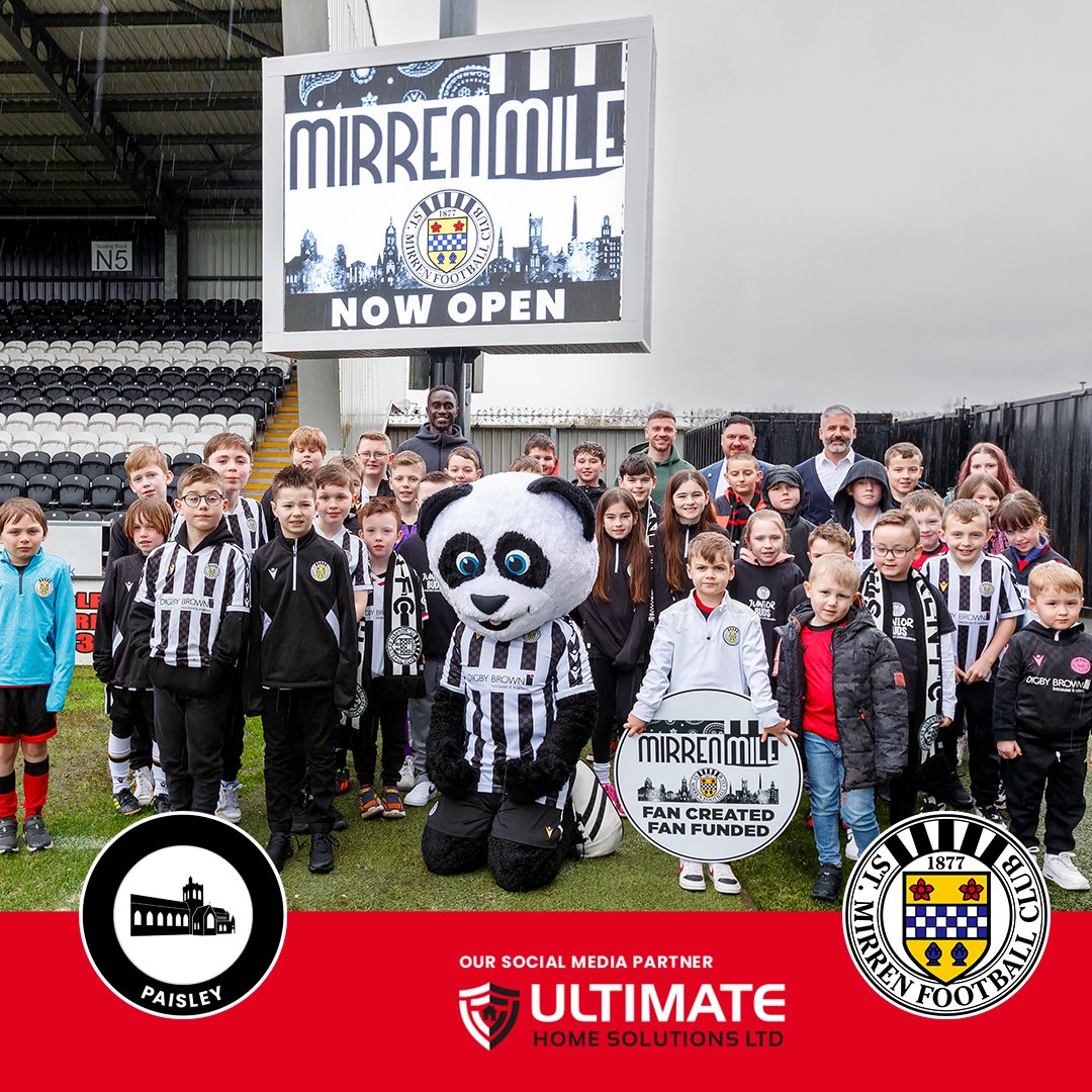 saintmirrenfc's tweet photo. 🏁 Come along to The SMiSA Stadium early tomorrow to see the newly installed Mirren Mile on Greenhill Road.

@MarchingOn1877 

#OurStMirren #COYS https://t.co/hW9RtJbBY6