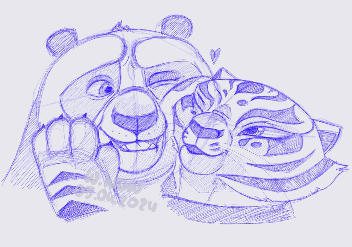 Nuzzle nuzzle 🐯❤️🐼 #MasterTigress #Tigress #KungFuPanda #Tipo #digital #sketch