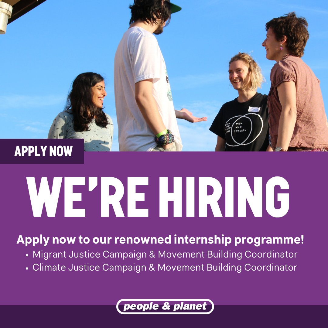 Looking for a chance to build your skills and work at a radical campaigning organisation fighting for climate and migrant justice? 🙌 Apply now to our 2024-2025 internship scheme! ⏳ Applications close 9am, 11 April! peopleandplanet.org/about/work-wit…