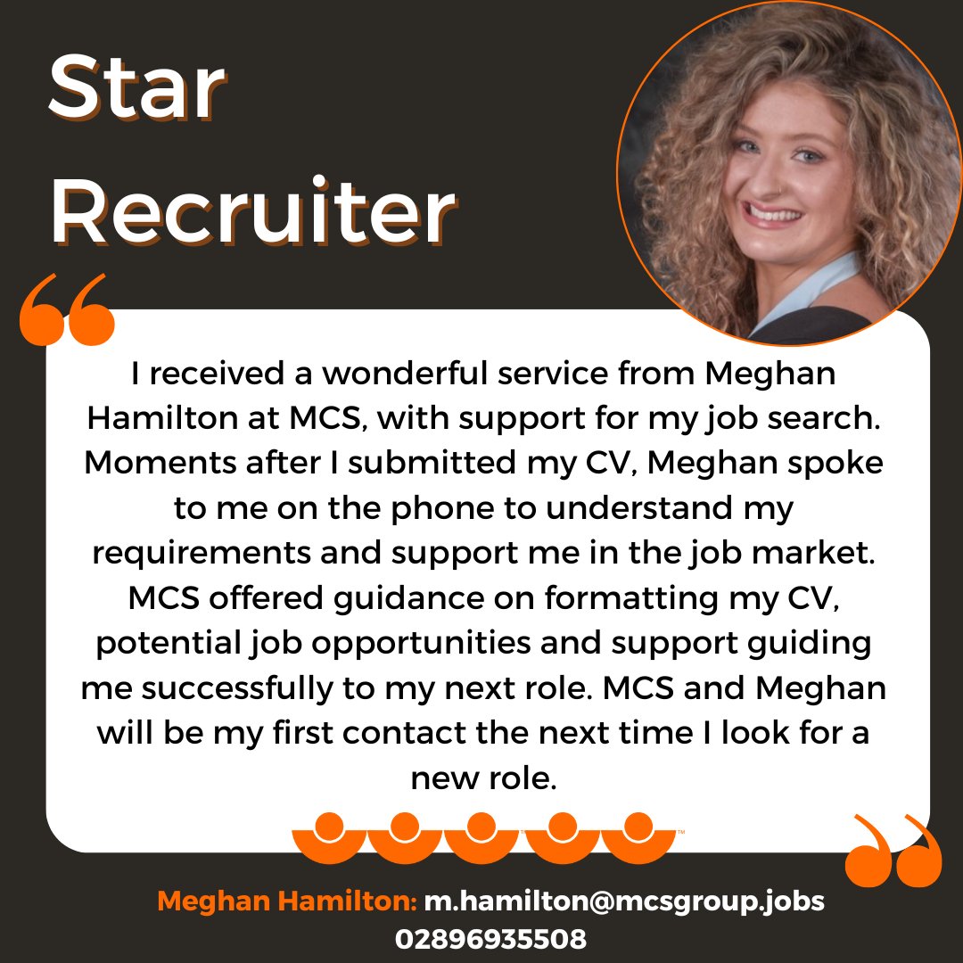 Our Star Recruiter this week is Meghan Hamilton who received this wonderful feedback from a very happy candidate!

If you are looking for your next job opportunity then head to our website.

#reviews #candidateexperience #clients #feedback #recruitment