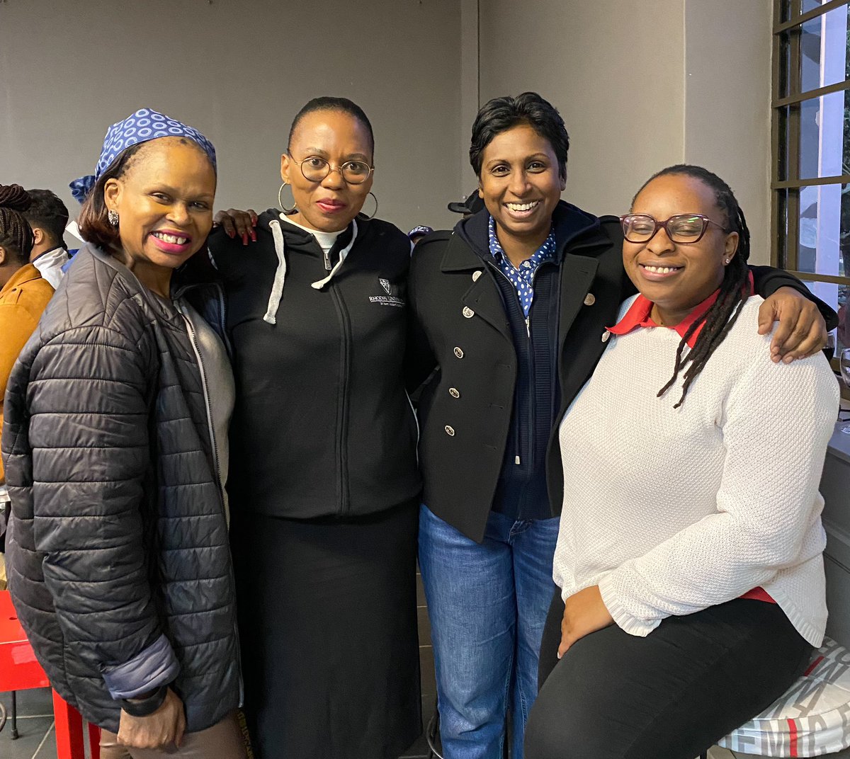 One of the joys of my job is getting to work with amazing women in media! From l, @ThandekaGM_ @ShoeshoeQhu and @pheladi_s in #Makhanda hosted by @Rhodes_Uni