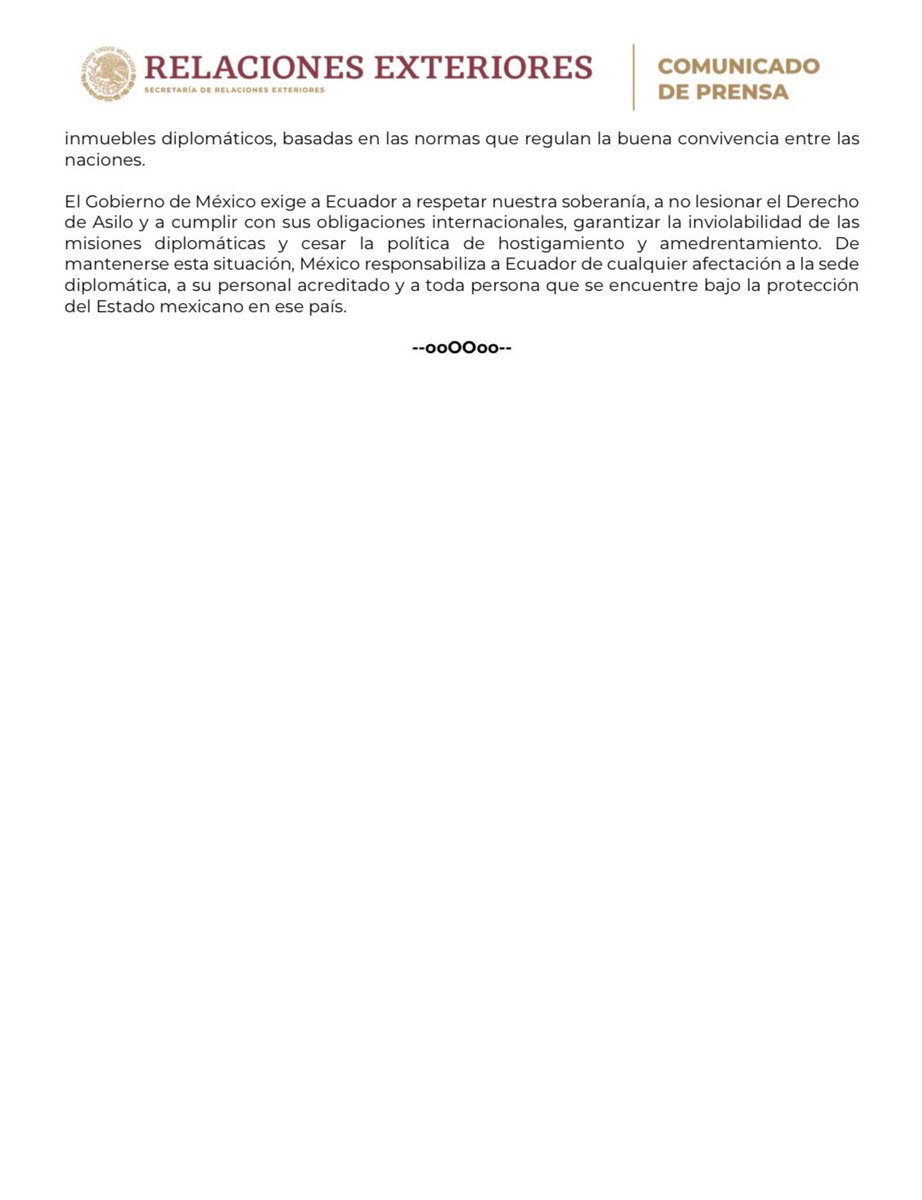 SRE_mx's tweet image. 📄 México lamenta la declaración de persona non grata a la embajadora en Ecuador, Raquel Serur Smeke.

gob.mx/sre/prensa/mex…