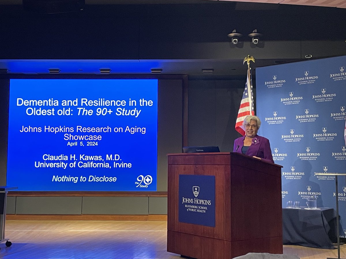 So excited to welcome Dr Claudia Kawas back to ⁦@JohnsHopkinsSPH⁩ and ⁦@HopkinsMedicine⁩ as our featured speaker for the 17th ⁦@jhu_coah⁩ #ResearchOnAging Showcase