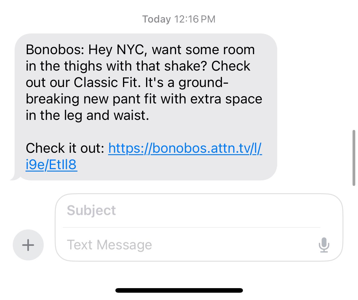 Crazy text from @Bonobos 😭