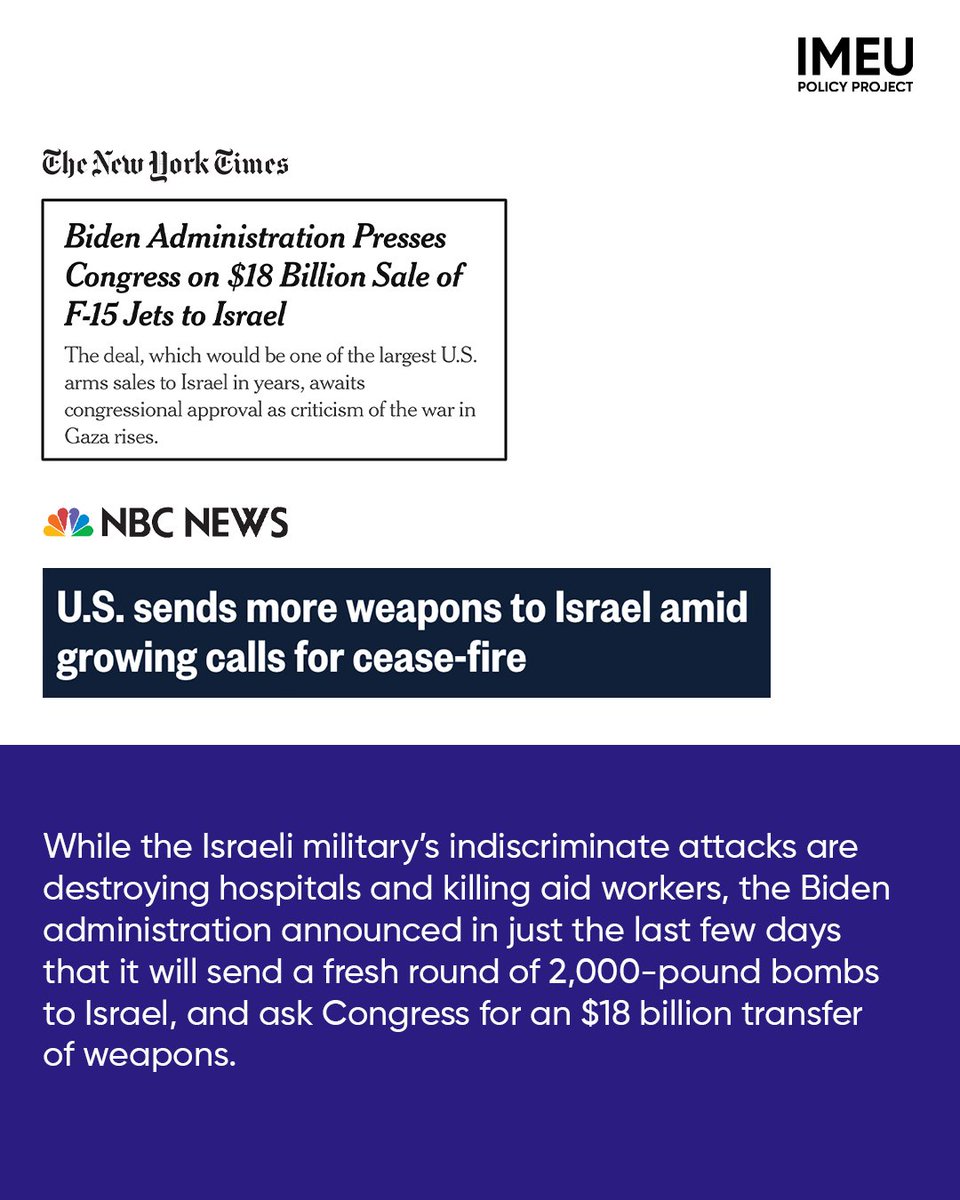Just this week we’ve seen the charred remains of Palestinian civilians killed by Israeli soldiers at Gaza’s al-Shifa hospital and Israeli airstrikes on food aid workers with @WCKitchen. Meanwhile, the White House is moving forward with an $18 billion weapons giveaway to Israel.