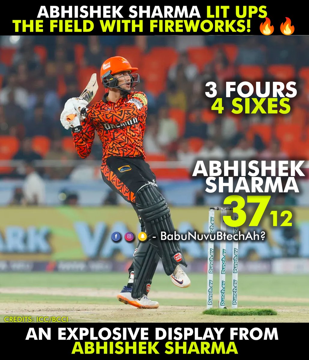 A scintillating display from #AbhishekSharma, 👊🙌 truly setting the stage ablaze. 🔥

#CSKvsSRH #SRHvsCSK #IPL