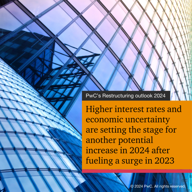 While there are glimmers of hope in the economy, uncertainty hasn’t dissipated and significant rate relief is likely still months away, as noted in PwC's latest Restructuring outlook. Explore the report for insights on the sectors to watch in 2024: pwc.to/3J8R07E