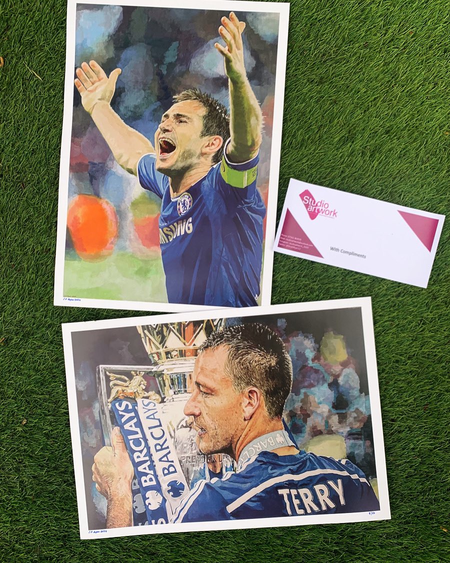 Thanks 4 all your positive feedback about my @JohnTerry26 and Frank Lampard 🖌️🎨 - I’ve now done 50 x A3 Ltd edition prints of each 👍 Please Follow & DM me 4 details Any reposts would be 🙏🔥 @CFCDaily @Chels_HQ @Blue_Footy @ConnCFC @evilbluebird @ScottyHayter @Gemma_Manns