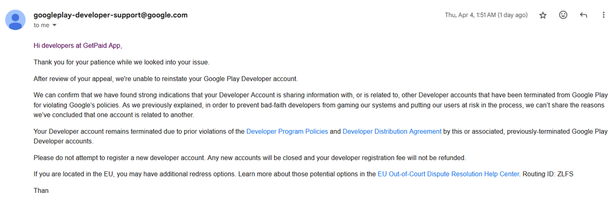 hey @GooglePlayBiz i really don't know what should i do. I am helpless i can't register new account and my old account is terminated by you. Please help me. This was my first account, and I believe there may be a misunderstanding. #AppDev @GooglePlay @GoogleIndia
