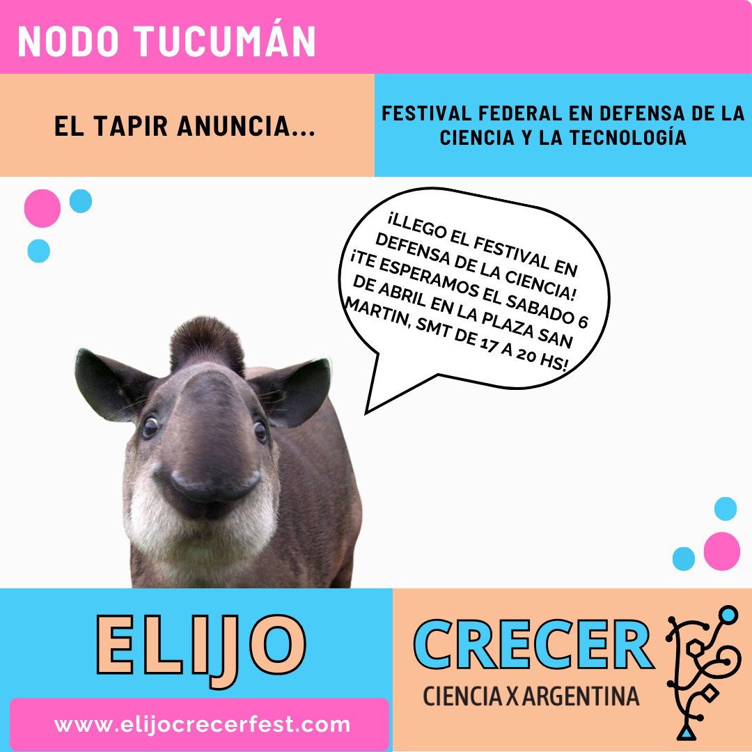 Este sábado nos vemos en la Plaza San Martin, en San Miguel de Tucumán! #ElijoCrecer #conicet #cienciaargentina