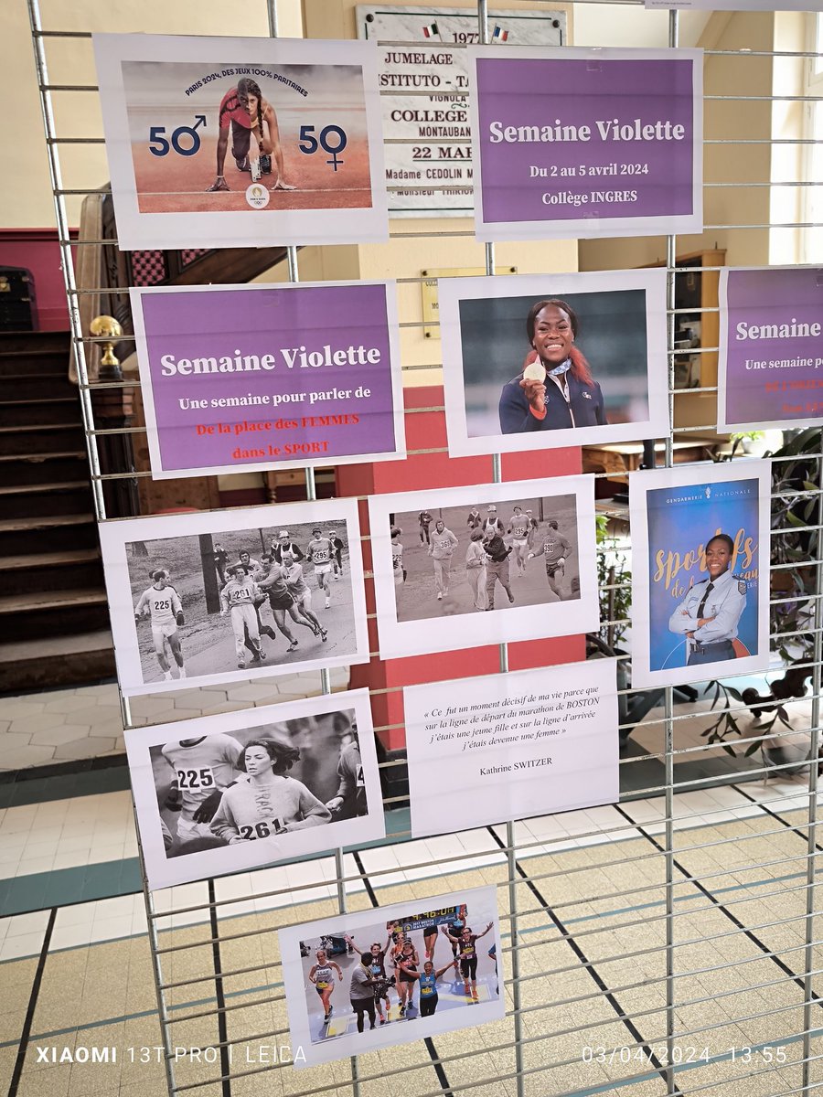 Cette semaine le collège Ingres a vécu la semaine violette...une mobilisation pour la promotion de l'égalité filles garçons avec au rdv des temps forts...la venue de chefs d'entreprises, une rencontre avec des lycéennes du lycée pro Nougaro, une rencontre sportive. 👏 @DSDEN82