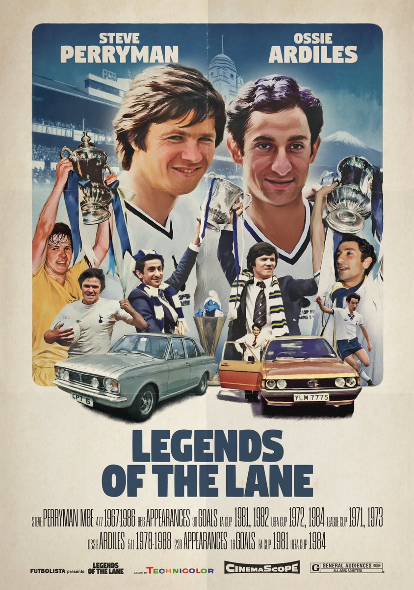 I’ve recently had the honour of collaborating with Spurs legends @Steve6Perryman and @osvaldooardiles on a new limited edition poster. Steve & Ossie have kindly signed each A3 print, available now at futbolista.co.uk/products/legen…