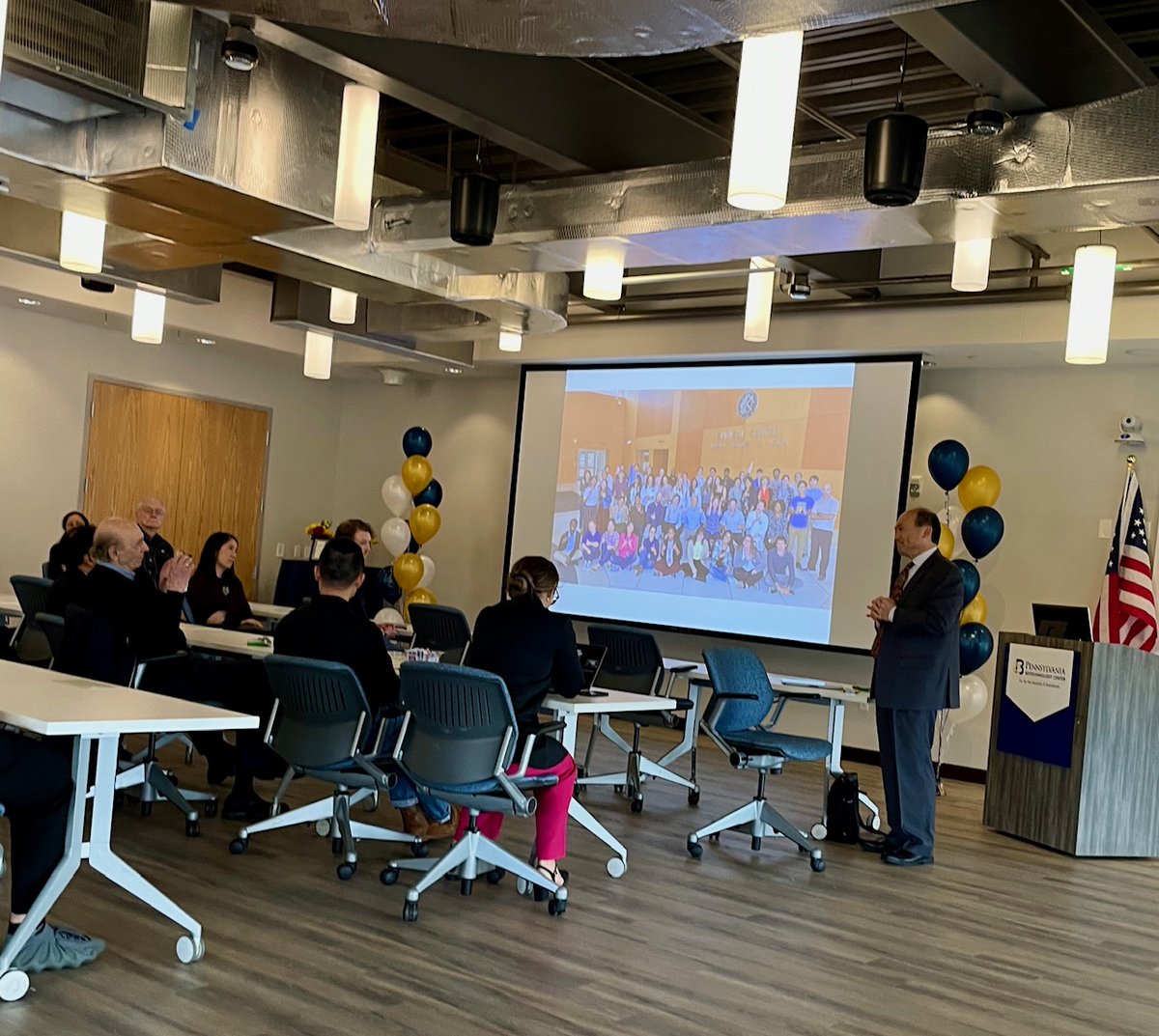 Dr. Jake Liang (right) of the #NIH fielding a question from Nobel Laureate Dr. Harvey Alter (left), a former colleague @NIH, during the annual Blumberg Prize Seminar @HepBFoundation.