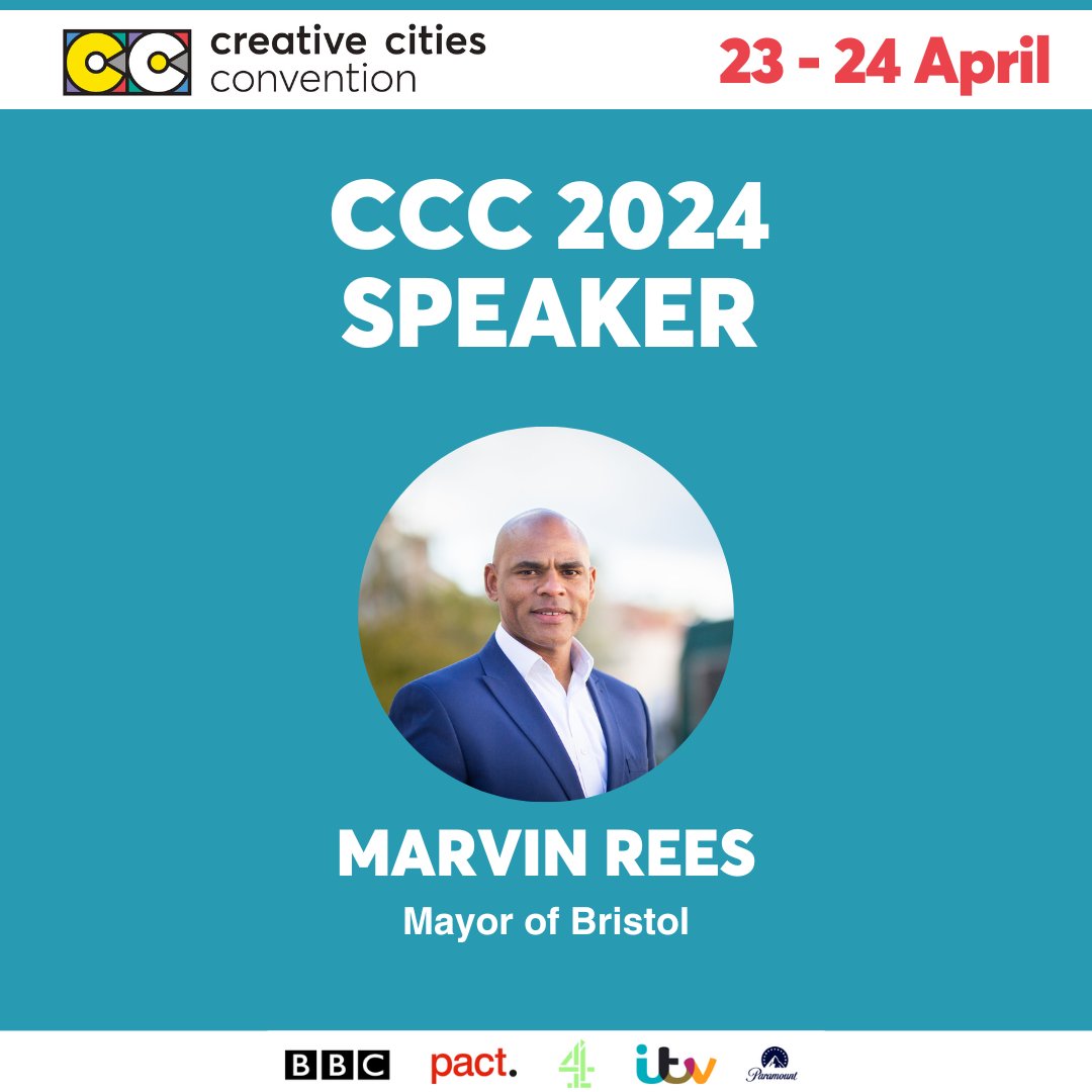 Marvin Rees OBE, Mayor of #Bristol and a firm supporter of screen sector growth outside London will attend! We are less than 3 weeks away, #CCConventionUK Bristol 2024 promises to be an unmissable event - eventbrite.co.uk/e/creative-cit… @MarvinJRees @BristolCouncil