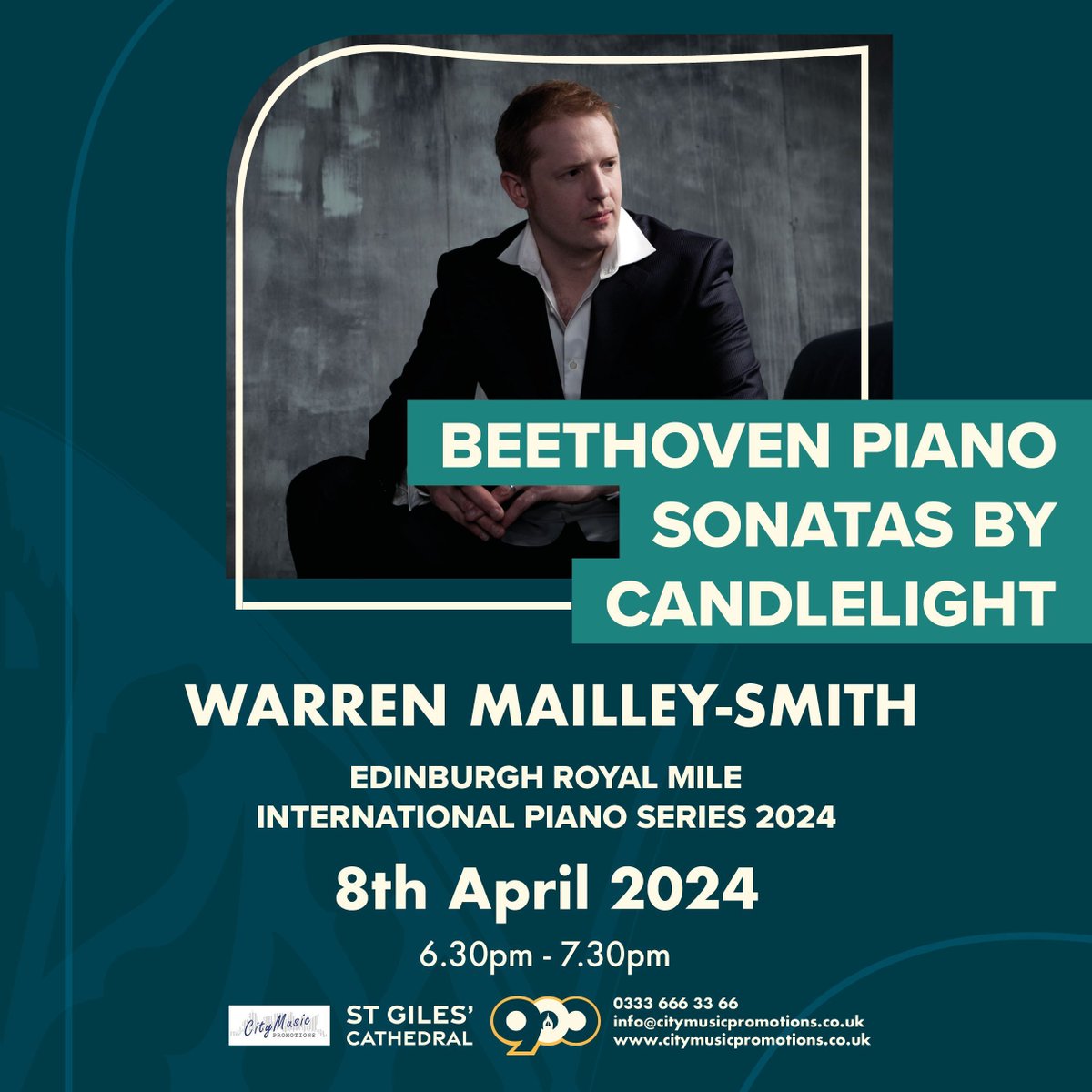 Join us this Monday 8th for the first concert in our Edinburgh Royal Mile International Series, with Warren Mailley-Smith performing a programme including Beethoven, Schubert, John Ireland and Chopin. Book your tickets at buff.ly/4aCQN8F