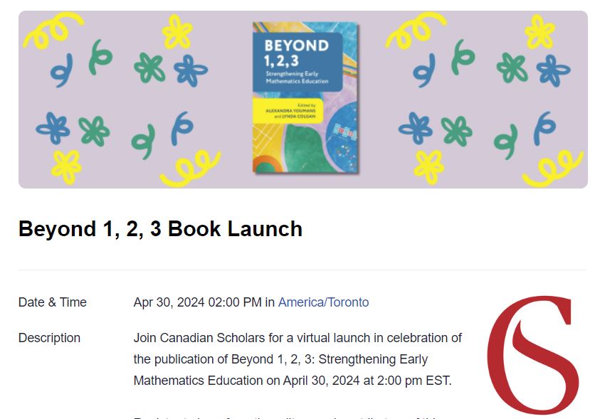 Excited for our book launch of Beyond 1, 2, 3! If you are interested in taking part, you can register here: us02web.zoom.us/webinar/regist… @LyndaColgan <a href="/queensu/">Queen's University</a> <a href="/QueensEduc/">Faculty of Education</a> <a href="/CanadianScholar/">Canadian Scholars</a> <a href="/SSHRC_CRSH/">SSHRC</a> <a href="/OAMEcounts/">OAME/AOEM</a>