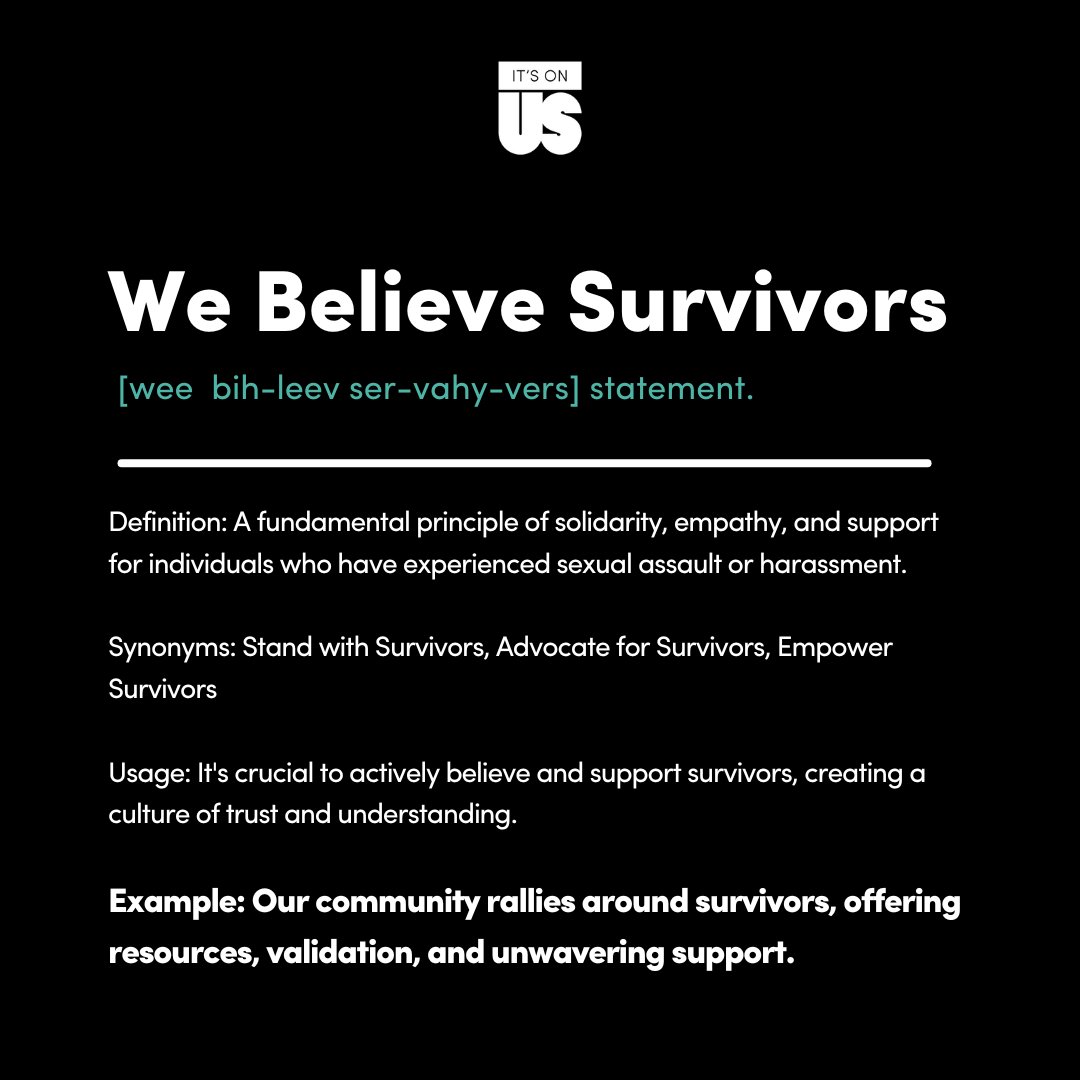 Standing in solidarity with and support of survivors. Let's embody Join us and our movement as we #StandWithSurvivors and #BelieveSurvivors every day! 🤍