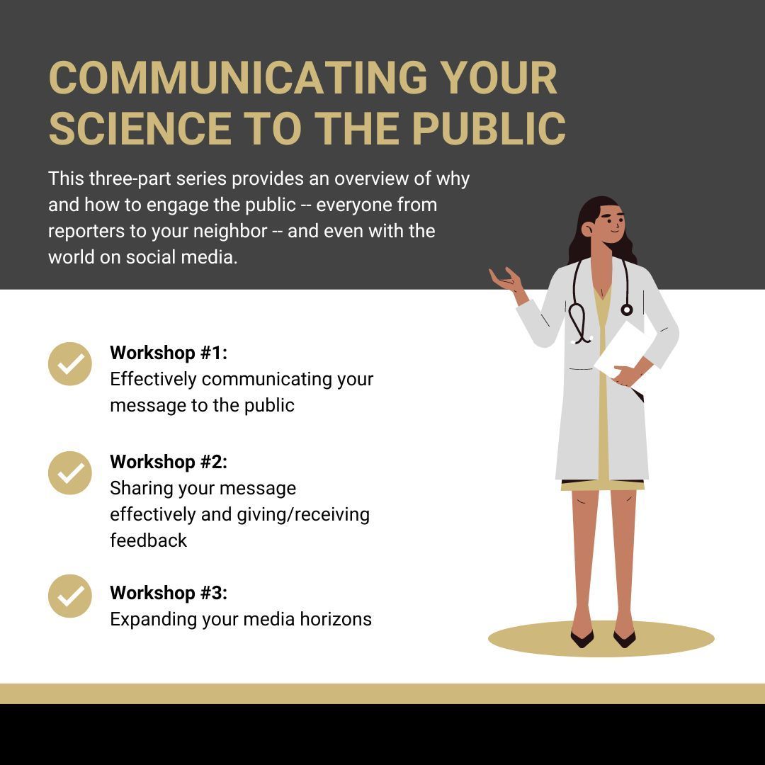 Researchers: Learn how to build trust in science and tell a compelling story about what you do as a researcher and why it is important, with our Communicating Your Science to the Public Training Program. bit.ly/3wB0q92