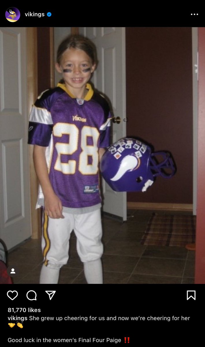 curlyfro's tweet photo. the vikings (paige bueckers) and chiefs (caitlin clark) have posted cheering them on. 

this is mad cute! https://t.co/4grFRbuuoB