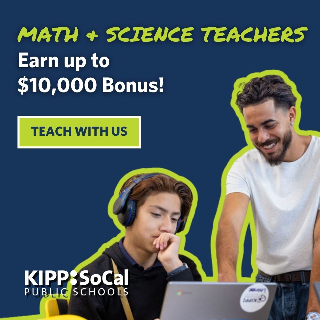 Earn your value with a generous signing bonus up to $10,000 🌟 Hiring Now for the 2024-25 School Year 🎓 Explore opportunities to join our team and family at kippsocal.org/careers #TeachWithUs