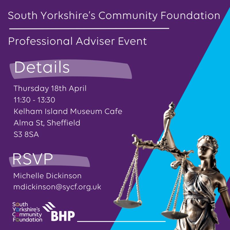 📢 Calling all Professional Advisers Attend our free event to learn more about the Foundation and the range of charitable services that we provide. Discover how we can help Professional Advisers assist their clients in reaching their charitable objectives. @SYCF1986