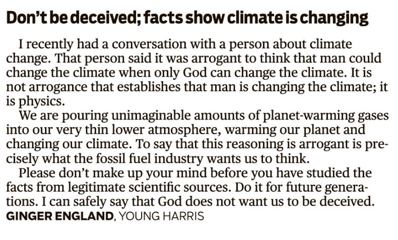 Letter in the AJC by a CCLer. #ClimateChange #ClimateCrisis