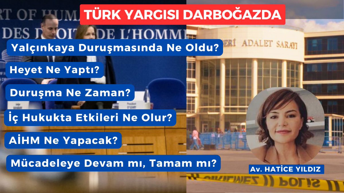 YAYINDAYIZ!!! erdem gencay youtube kanalımda @avhaticeyldz ile Kayseri'de görülen Yalçınkaya davasını,bu davanın iç hukukta ve AİHM'de olabilecek etkilerini konuştuk. 👇 youtu.be/50zM0n8aIhA?si… Kanalıma abone olmayı,videoları izlemeyi, beğenmeyi ve paylaşmayı unutmayın.RT LÜTFEN