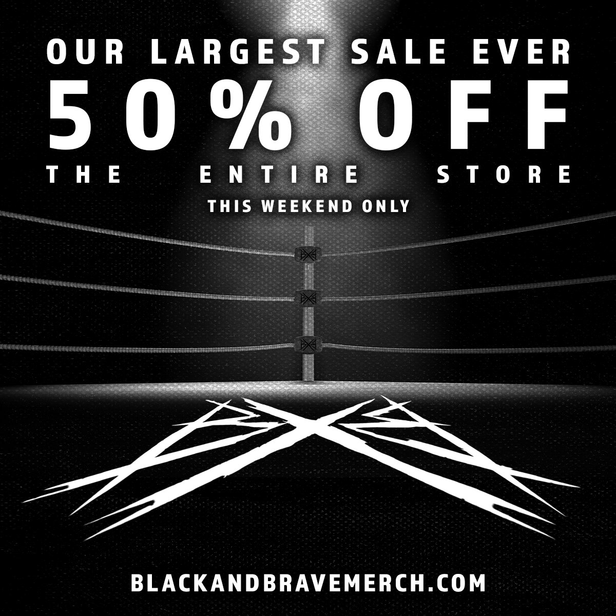 🚨 SALE, SALE, SALE 🚨 Take 50% off of your entire order at blackandbravemerch.com during our backstock clearance sale running now through midnight on Sunday! Limited sizes available. No restocks. Help us make way for new merch! #BlackandBrave