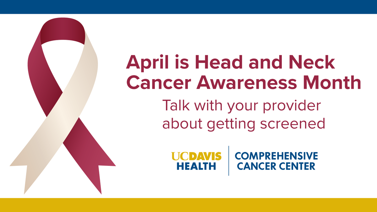 Get a check of your head & neck! Come to the @UCD_Cancer free screening day to mark #HeadAndNeckCancerAwareness Month. It‘s on April 13 at the student-run Shifa Clinic. ucdavis.health/3J8VBqI @UCDavisHealth @hncalliance #hncsm #ucdsom #meded #medstudents