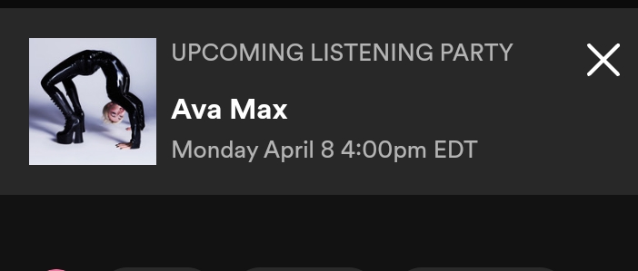 There's going to be a listening party on Spotify with @AvaMax on Monday, April 8 at 4pm EDT!! ❤️🔥🎧
#avamax #listeningparty #AvatarsAssemble