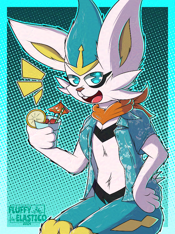 🩶💙Cinderace with fruit punch!~🧡💛 #Cinderace #Pokemon #Furry