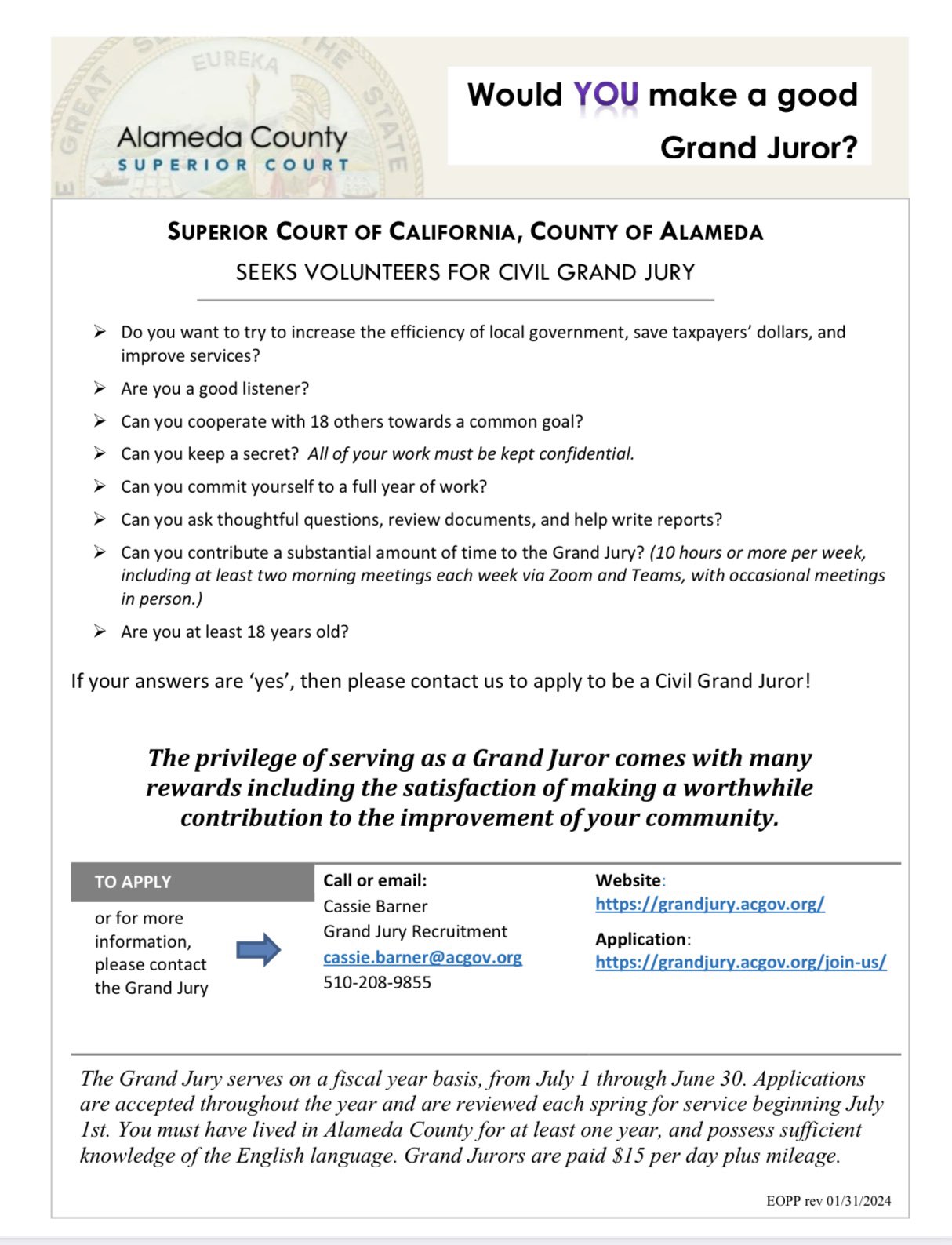 Alameda County Sheriff on X: “The Court is recruiting for the 2024