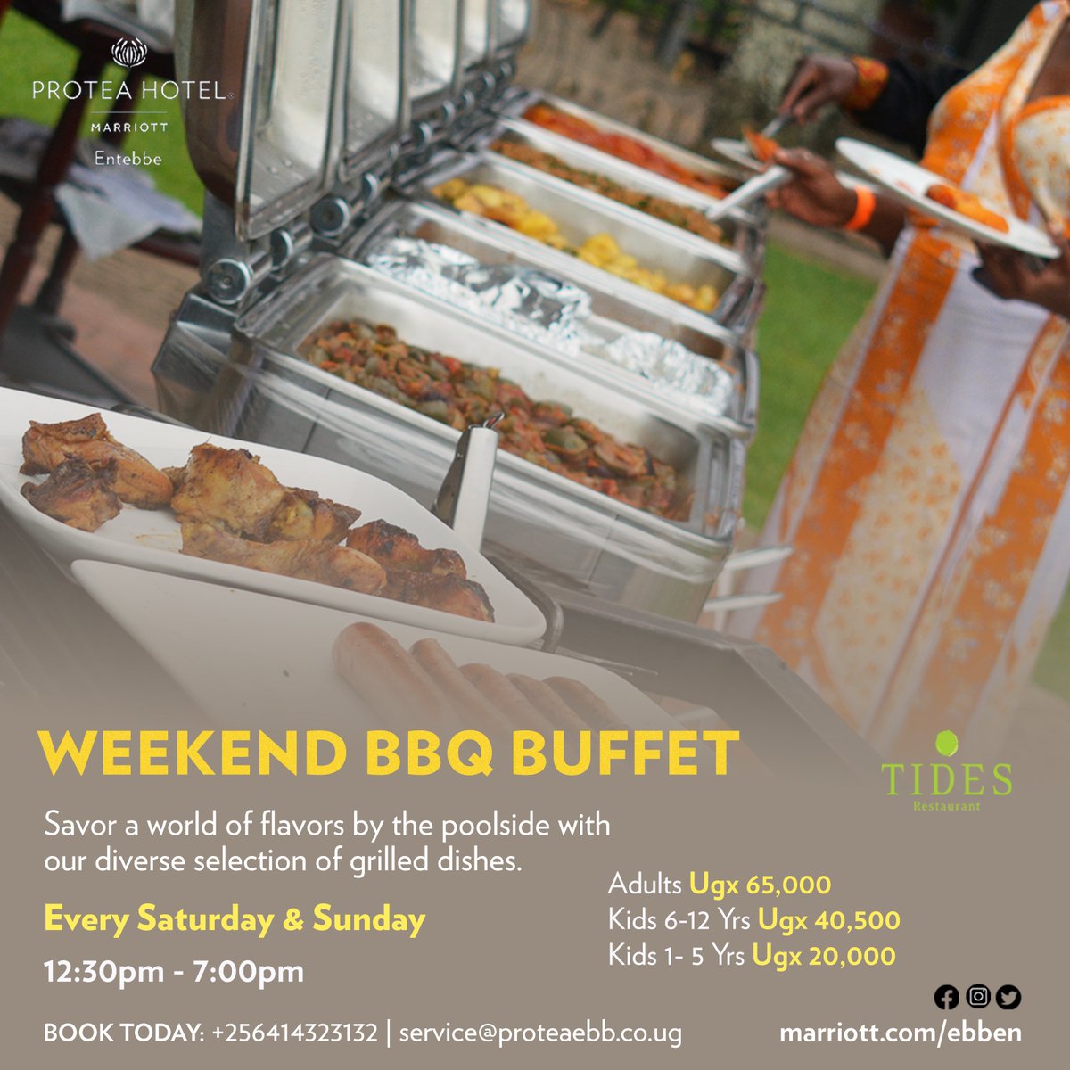ProteaEntebbe's tweet photo. Dive into the weekend with sizzling BBQ by the Poolside! ๐๐ฆ Join us this Saturday & Sunday for a delicious feast at Ugx 65,000 and cool off with a refreshing swim at Ugx 15,000. ๐โโ๏ธ
#ProteaEntebbe #PoolsideBBQ #Swimming https://t.co/WKl86j5xRJ