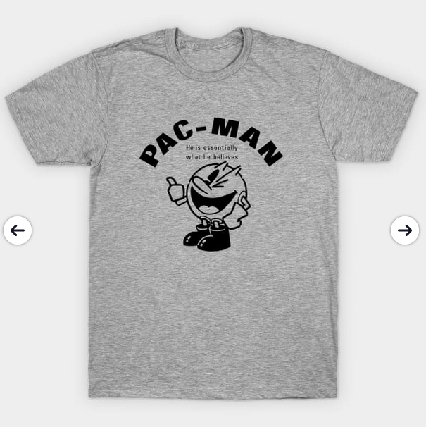 Might have gone unnoticed so reposting but <a href="/katewillaert/">"Critical Kate" On Bisky & Mast</a> recreated the "Essentially what he believes" Pac-Man shirt we discovered in old NG Community Magazines a few years ago if you ever wanted one! teepublic.com/t-shirt/587477…