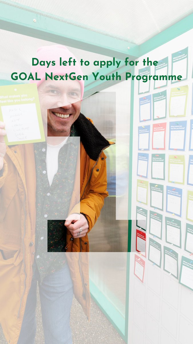 Just 1 day left to apply for the GOAL #NextGen Youth Programme 2024! 🌍🤝 Applications close this Monday, April 8th. Find out all you need to know here: goalglobal.org/nextgen-youth-… @GOAL_Global @Irish_Aid #NextGen @GoalZimbabwe @GOAL_Honduras @GOAL_Colombia @GOAL_USA