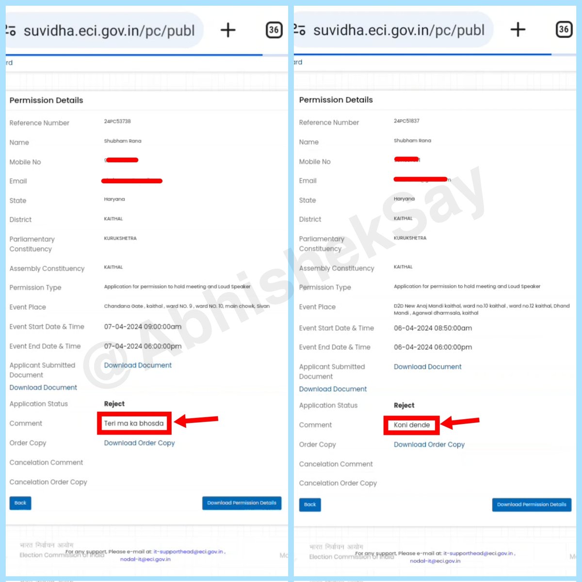 Election Commission has literally abused the Candidate's Representative of AAP leader Sushil Gupta and put Mia Khalifa's picture in the order copy when sought permission via Suvidha website of ECI. This is not edited, I have the screen recording. Will @ECISVEEP take any action?