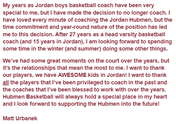hubmenhoops's tweet photo. Message from Coach Urbanek  ♥️🏀 https://t.co/GHHsfovVhe