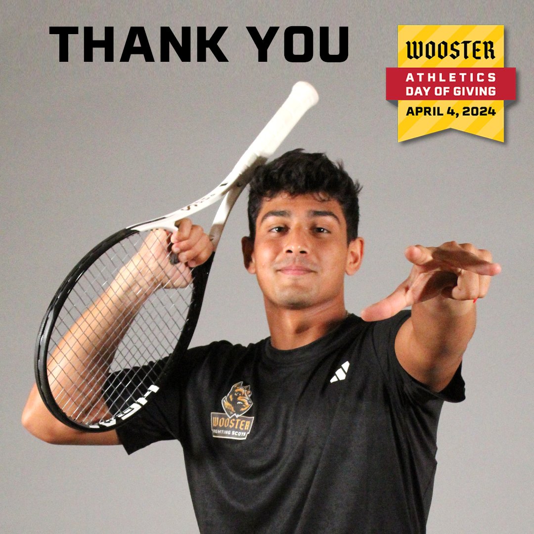 Thank you to all of our donors for supporting Wooster men's tennis on our Athletics Day of Giving yesterday! Your Fighting Scot pride ensures that we have an exceptional student-athlete experience! #ScotsForLife #ThankYou