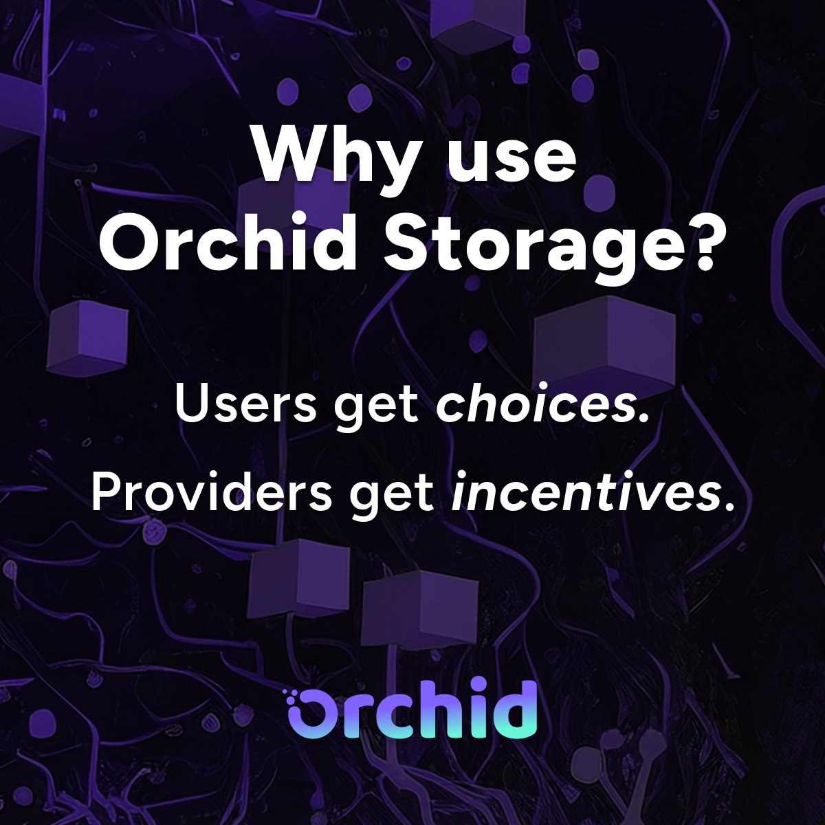 Orchid Storage will be a fair marketplace from which users and providers can mutually benefit. The initiative is open-sourced for contribution and we invite you to participate in our testnet!👥 Find out more on our website: orchid.com/storage/