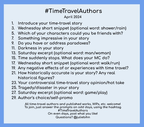 #TimeTravelAuthors

In Her Choice at World's End, I think I'd be friends with secondary character Elena Sandoval--she's the librarian at the Ushuaia center--because...librarian.

#timetravelromance