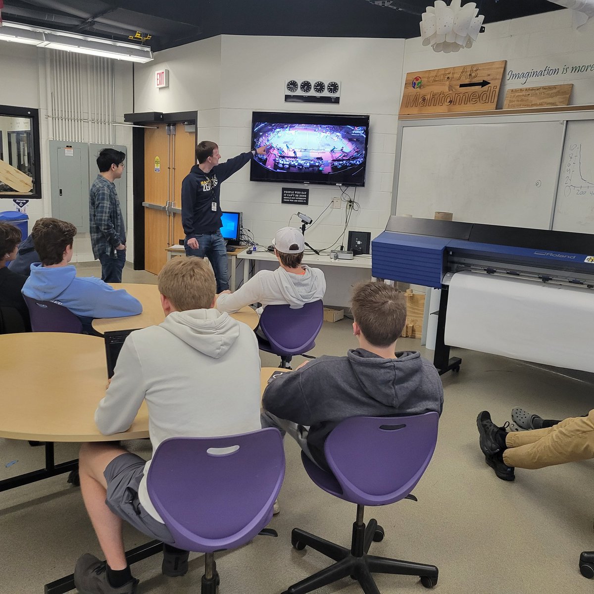 Mahtomedi High School Engineering students watch the <a href="/FRCTeams/">FIRST Robotics Competition</a> 10,000 Lakes regional featuring our own Z Bots. Go Zephyrs.