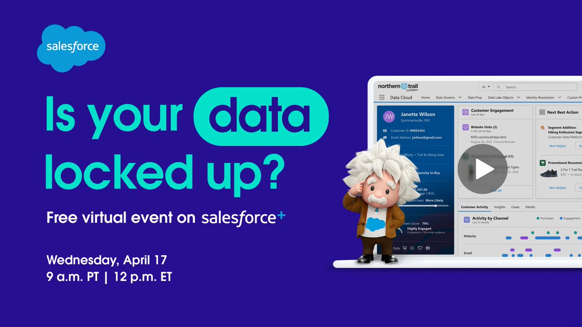 Join us for the only virtual event that can unlock your siloed data. Experience hands-on demos. Interact with experts in a live Q&A. See how customers use the latest #DataCloud Spring '24 Release features. All for free. Let's turn your data into 20x ROI: sforce.co/3U5bynL