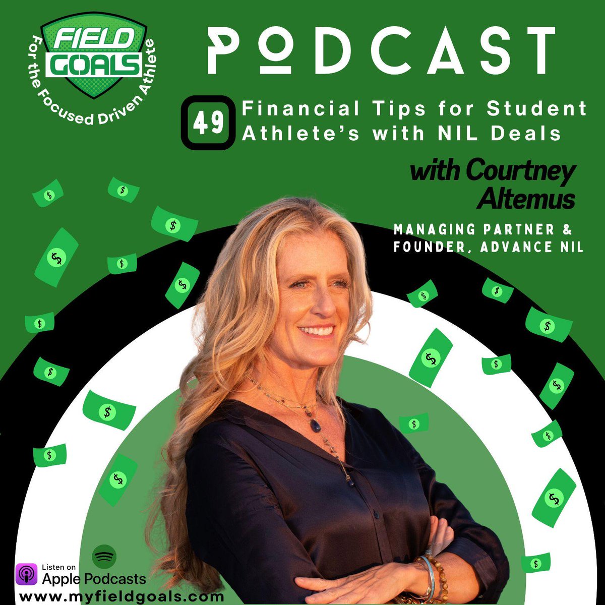 Listen to our Managing Partner & Founder - Courtney Altemus' Financial Tips...myfieldgoals.com