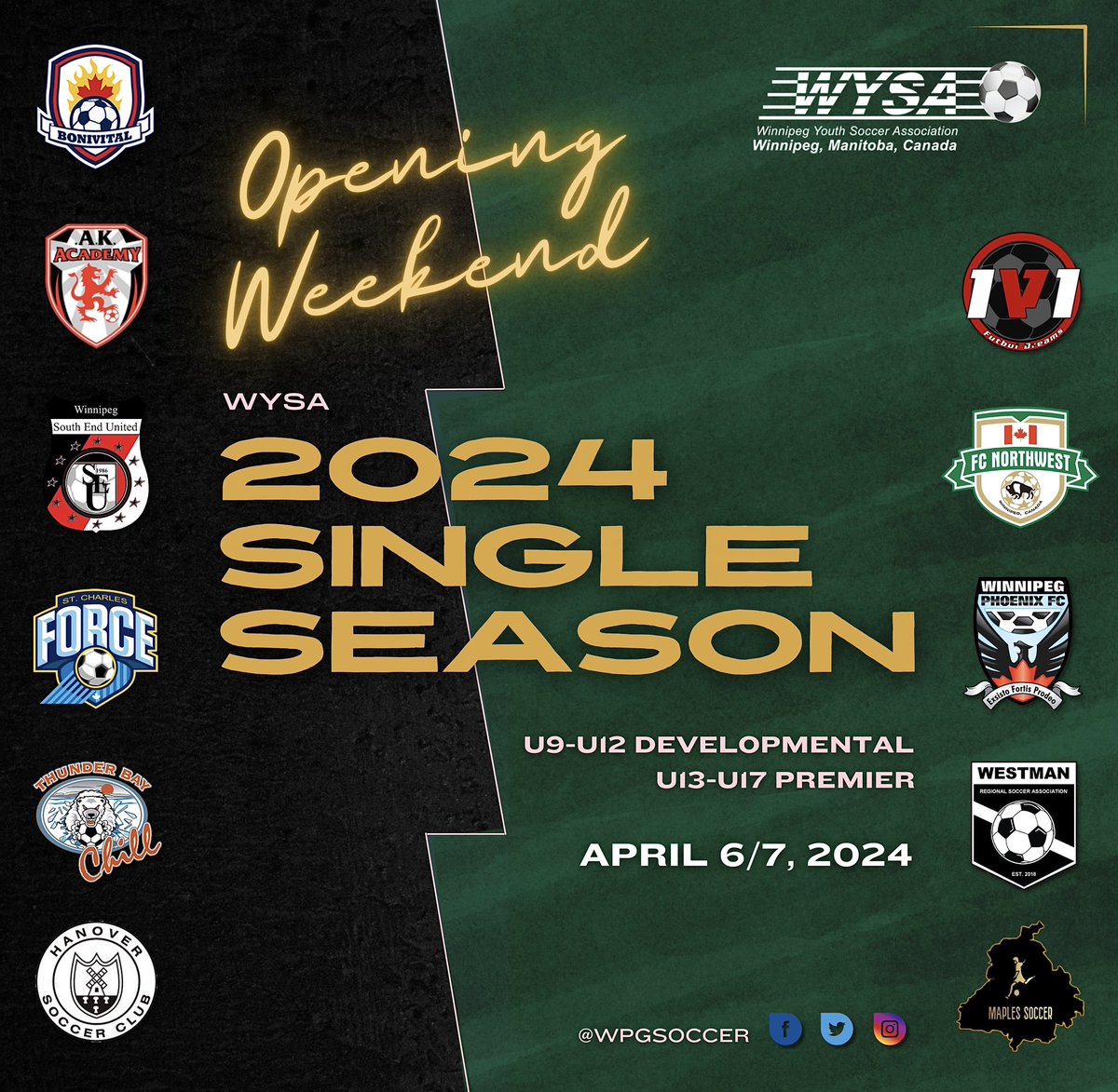 ‼️OPENING WEEKEND‼️

The WYSA Single Season is back with a full slate of matches this weekend! Check out our website to view your team’s fixtures, we look forward to a thrilling season full of action-packed matchups! ⚽️

#singleseason 
#openingweekend