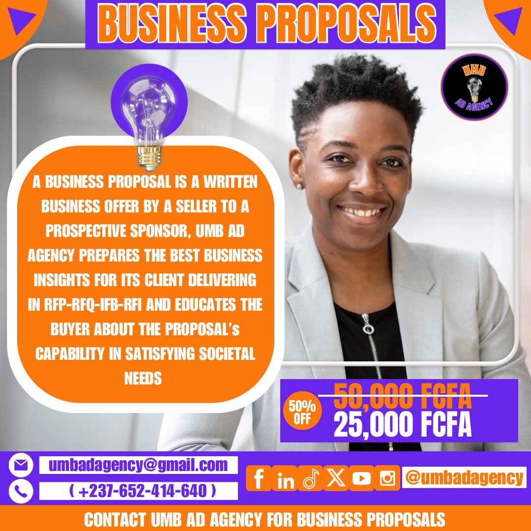 WRITTEN AND FOLLOW UP BUSINESS PROPOSALS ARE AVAILABLE AT UMB AD AGENCY 💡
#umbadagency #advertisement #advertising #businessproposals #buea