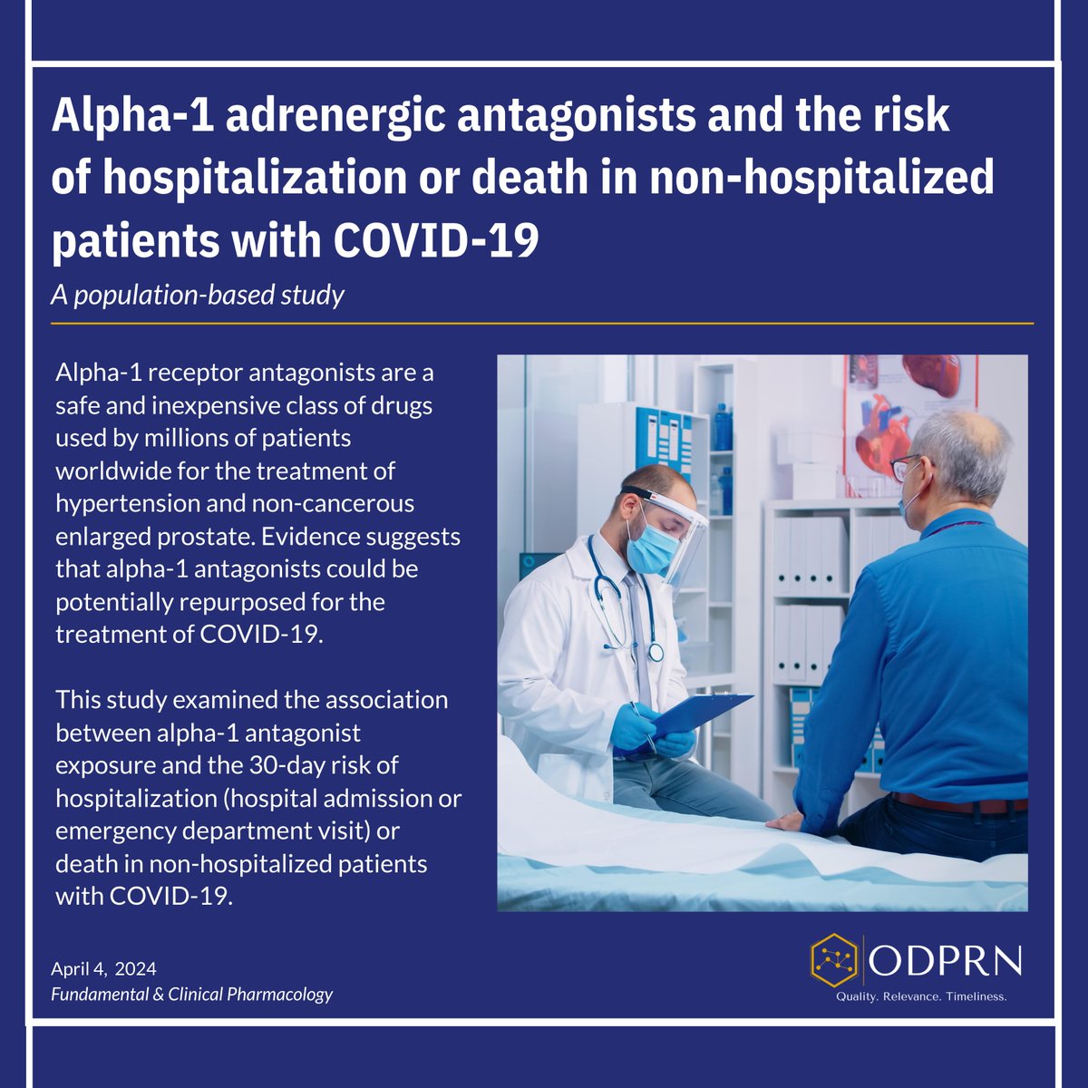 NEW ODPRN study looks at how alpha-1 antagonist exposure relates to the 30-day risk of hospitalization or death for non-hospitalized patients with #COVID19. odprn.ca/research/publi… @ICESOntario @UnityHealthTO