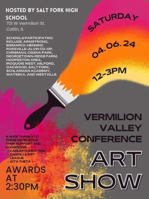 Tomorrow is the annual VVC Art Show. This year it is being held at Salt Fork High School. Come out and see all the talented work brought to you by our county high school students. You won't be disappointed!