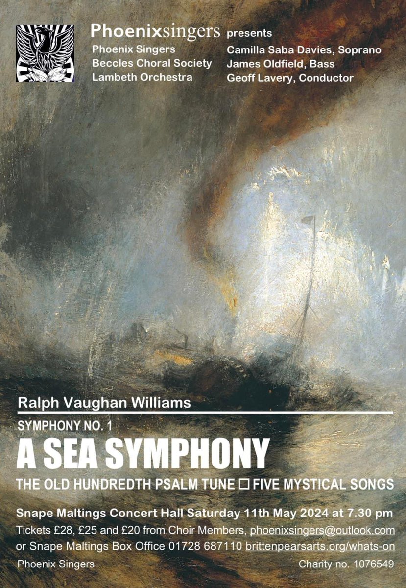 Nearly time for us to return back from our #easter break and head into our final run of rehearsals for #seasymphony #fivemysticalsongs & #theoldhundredth at #snapemaltings Looking forward to seeing many of you there to celebrate the works of #vaughnwilliams Ticket details below!