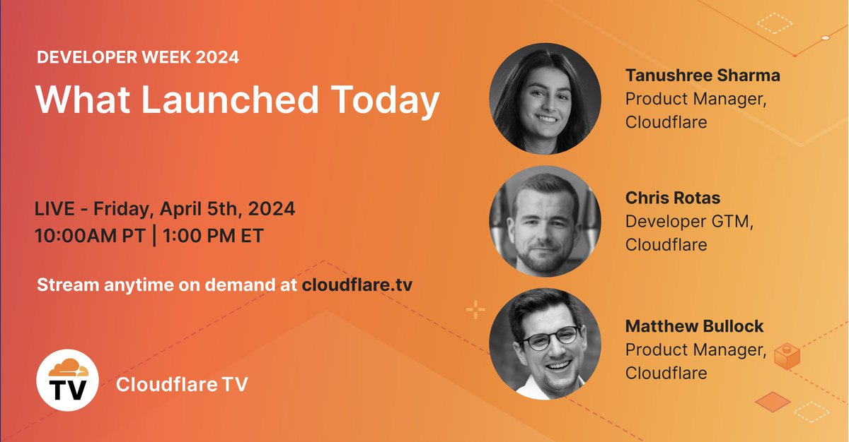 Cloudflare’s #DeveloperWeek 2024 wraps up with What Launched Today featuring highlights about Workers supporting new integration, browser rendering API GA, Turnstile Firebase extension and more! Watch here >> cloudflare.tv/shows/develope… #CloudflareTV #Developers #API #Firebase…